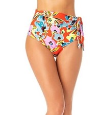 Anne Cole L35324 Multi Floral Soft Band Side Tie High-Waist Bottoms Size L