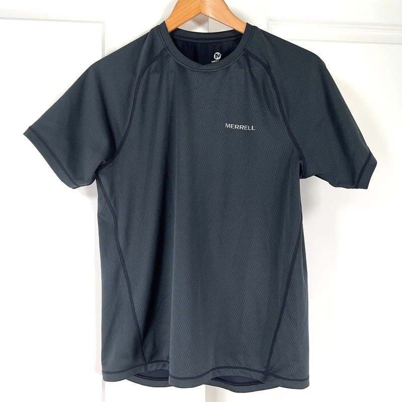 merrell short sleeve polyester crewneck athletic tagless shirt