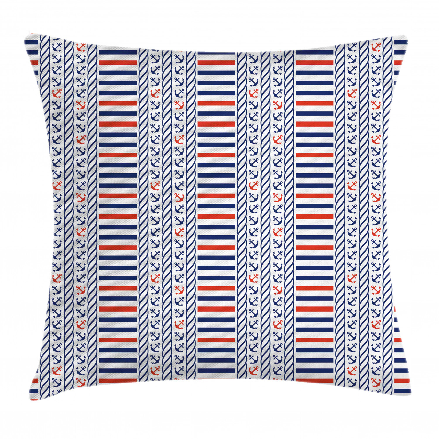 16 Inch Nautical Striped Marine Pattern Square Pillow Cover