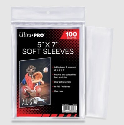 (100) Ultra Pro 5" x 7" Soft Sleeves - Protects Oversized Cards Photos  Postcards 74427823207| eBay