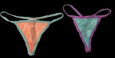 Lot of 2 SARAMAX Purple Green Nylon String Bikini Thong Panties XXL/9 NWOT