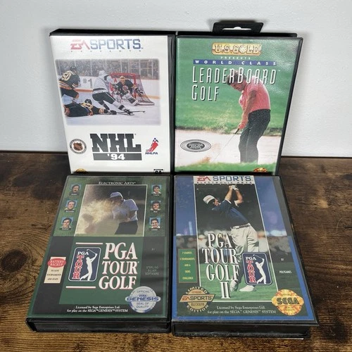 Vintage Sega Genesis Games Lot - NHL 1994 PGA Tour Golf 1 & 2 Leaderboard Golf