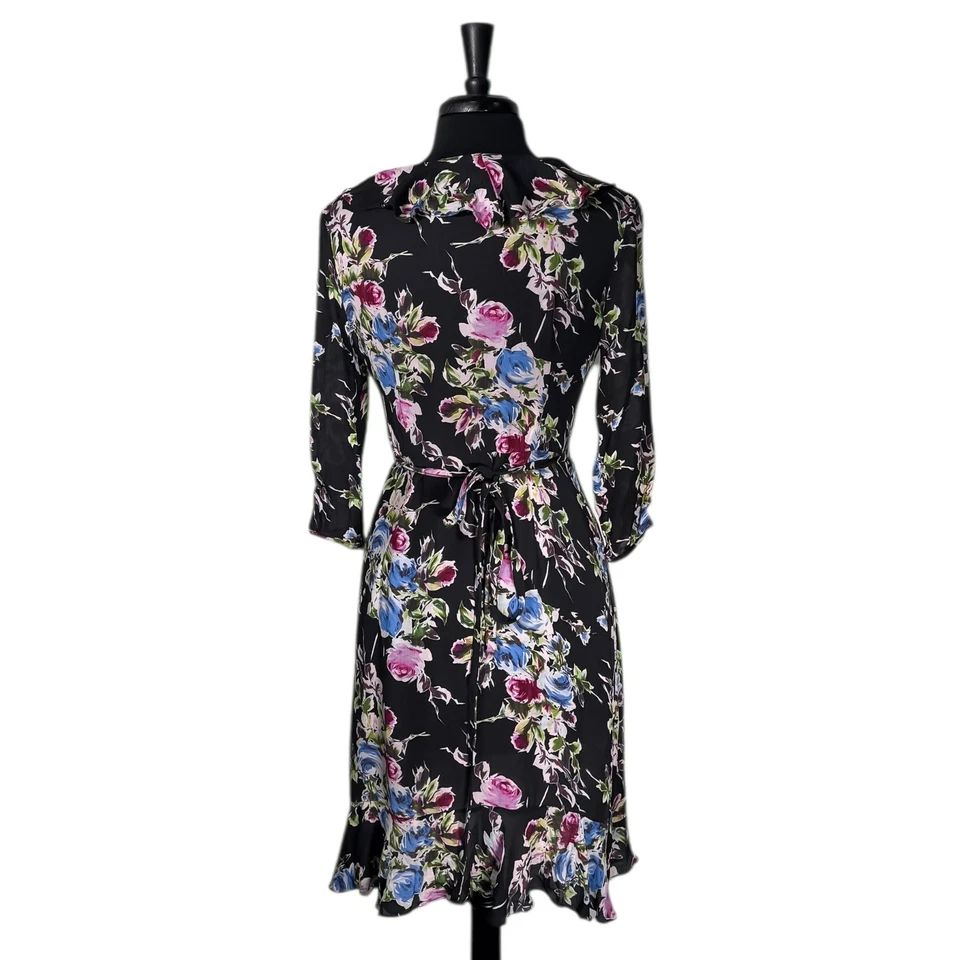 Vestido para mujer MILLY Audrey 8 seda floral envolvente volantes gasa boda fiesta EE. UU. Foto 2 de 4