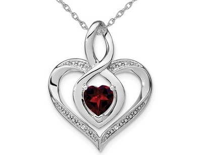 Granat 9/10 Karat (ctw) Herz Anhänger Halskette Sterlingsilber wi