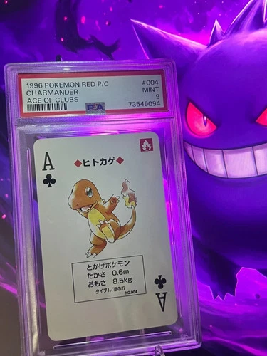 1996 Pokémon Charmander Charizard Deck Poker Playing Card Ace of Clubs - PSA 9