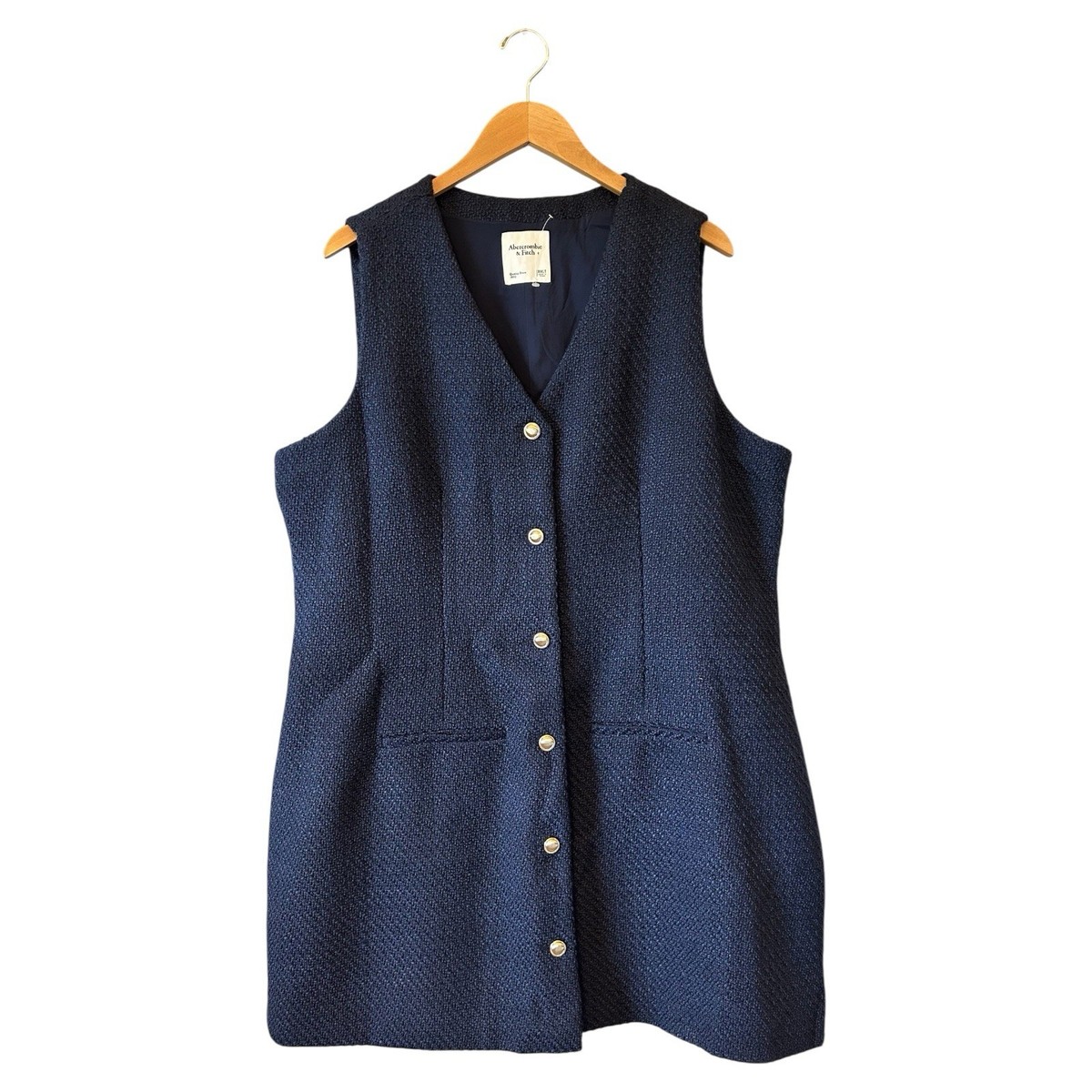 ABERCROMBIE FITCH Navy Blue A&F Mara Tweed Vest Mini Dress XXLT NEW  Tailored