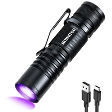 Black light UV Flashlight Rechargeable, 395nm Mini Zoomable Blacklight Woods ...