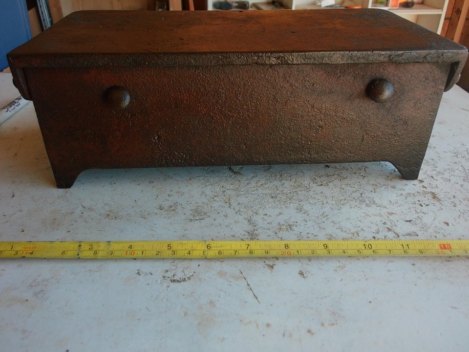 Vintage Cast Iron Farm Implement Tractor Toolbox 6