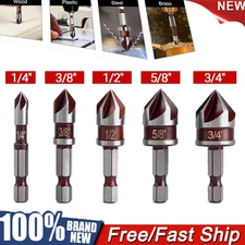 5pcs HSS Industrial Countersink Drill Bit Set Counter Sink Chamfer Angle US