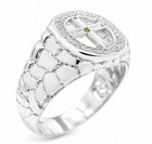 GENUINE CANARY DIAMOND CROSS MEN'S RING .925 Sterling Silver - NEW WITH TAG — photo 2