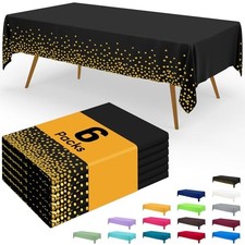 Disposable Table Cloth - 6 Pack, 54 x 156 54" x 156" - 6 Packs Black Gold