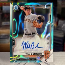 Will Bednar 2021 Bowman 1st Chrome Teal Lava Refractor AUTO Giants RC SSP /199