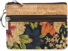 Eco-Friendly Cork Coin Purse, Boshiho Mini Zipper Change Wallet with Key Ring