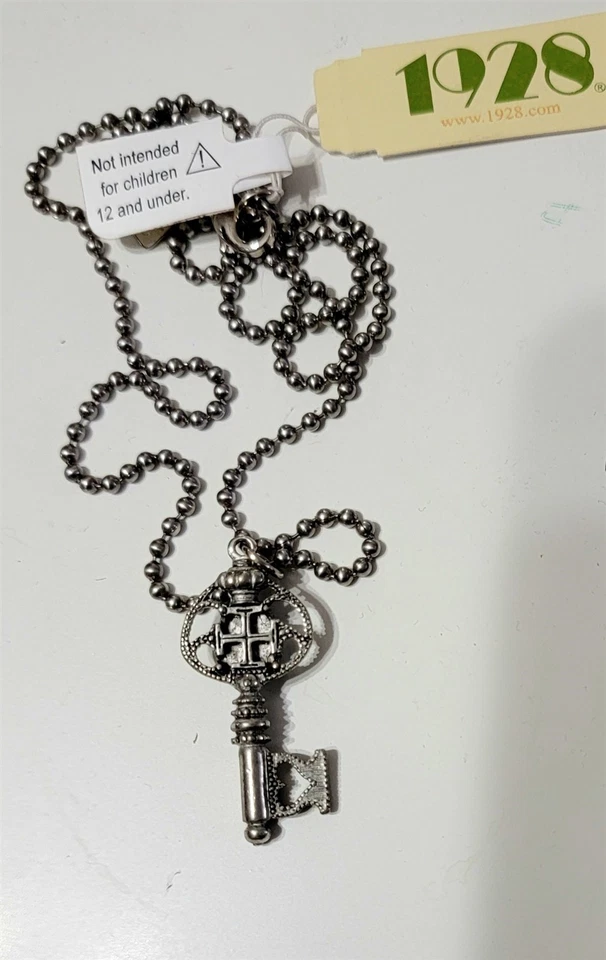 Collar colgante turquesa llave corazón peltre joyería comercio victoriano 1928 28O Foto 3 de 3