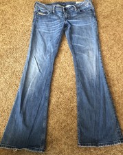 Womens Diesel Jeans Stretch Low Rise Distressed Blue Lowky W30 L32