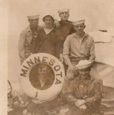 WWI USS Minnesota Sailors Real Photo Postcard RPPC