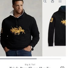 Polo Triple Pony Hoodie Black - Men's Casual Sweatshirt