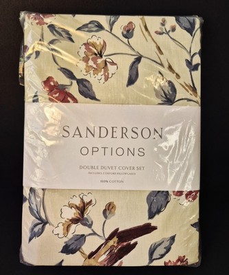 Sanderson Optionen Sissinghurst Doppel Bettbezug Set Floral Brandneu mit Etikett 100 % Baumwolle