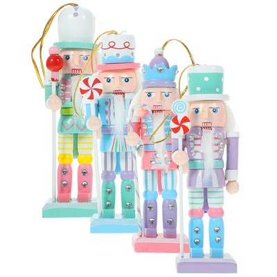 NEW 4 PACK nut crackers CHRISTMAS ORNAMENT 4pcs Wooden Nutcracker BOX#586