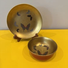 Japanese Vintage Lacquerware Plate And Bowl