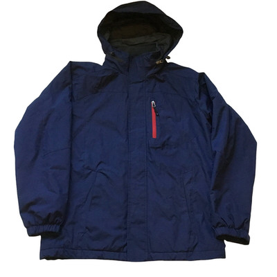 Izod Jacket Men s S Fleece Lined Water Wind Resistant Hide Away Hood Navy READ