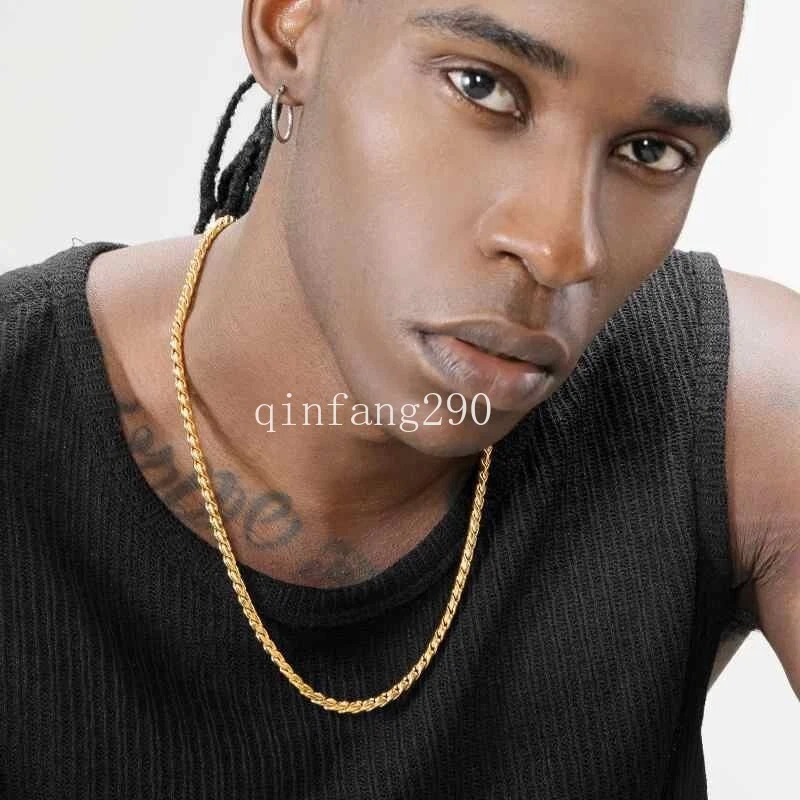 Collar de cadena de cuerda trenzada de 5 mm de oro amarillo de 10 quilates, alargado, 20"" 22"" Foto 2 de 4