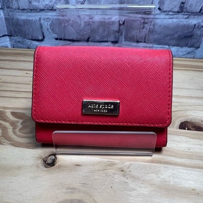 kate spade red saffiano leather business card holder