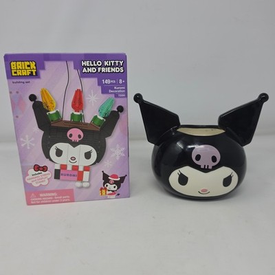 Sanrio Kuromi Brick Craft Building Set 149pc & Ceramic Candle Jar Bundle