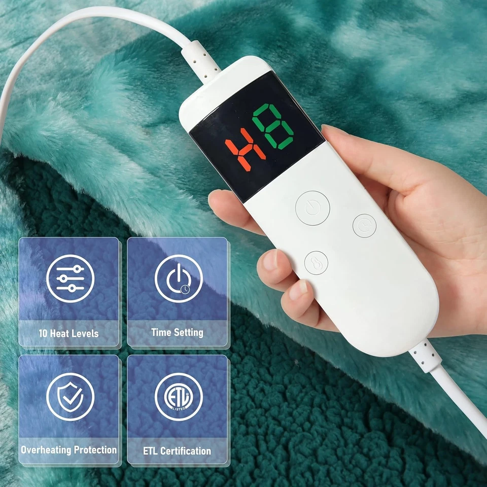 Электрическое одеяло с подогревом плед 50 x 60 дюймов размер искусственный мех нагрев одеяло машинная стирка - Изображение 3 из 4