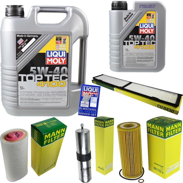 Inspektionspaket 6L Liqui Moly Top Tec 4100 5W-40 FüR BMW 3Er Touring E91 320D-image