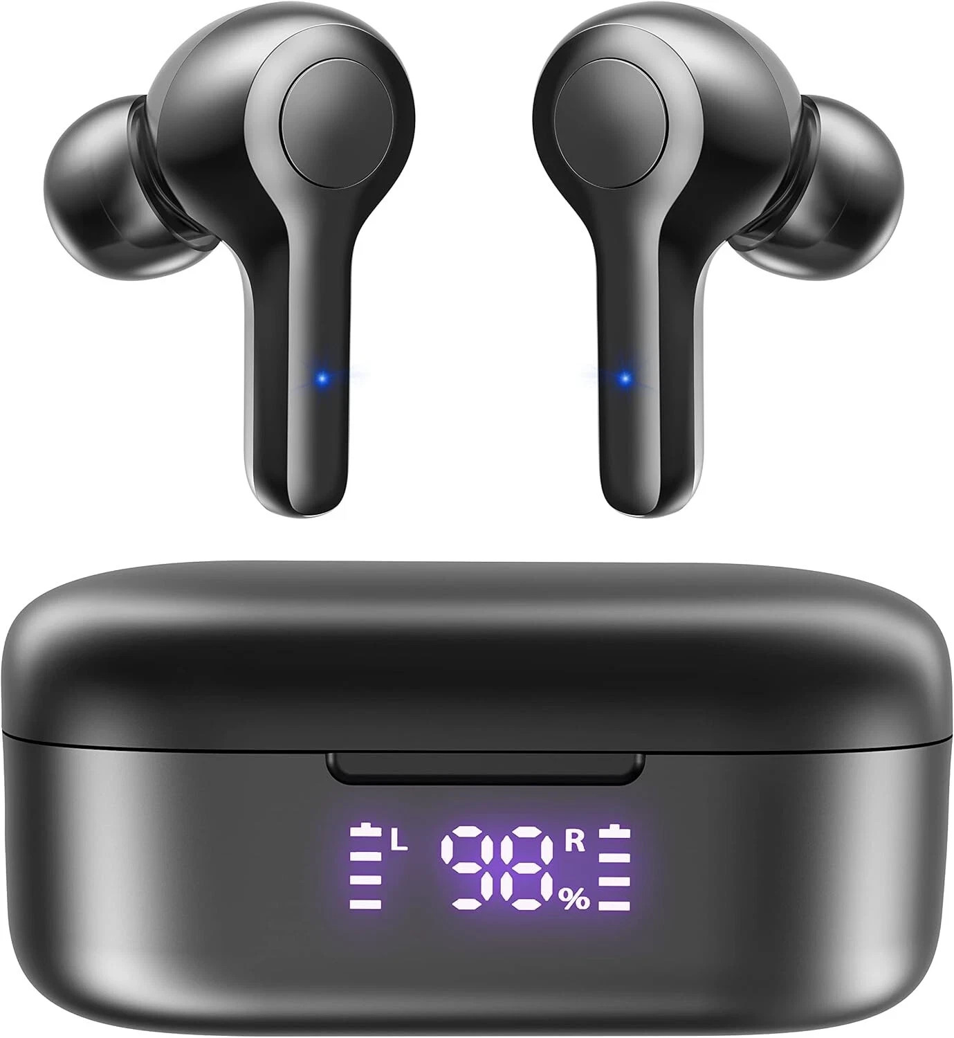 MOZOTER Bluetooth 5.3 Wireless Earbuds,Deep Bass Loud Sound Clear Call Black