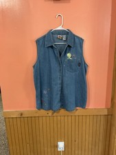 Vintage Tweety Bird Looney Tunes Women  s Denim Vest 18w/20w Embroidered Pockets
