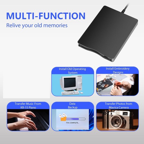 Floppy Disk Reader, 3.5 Inch External Floppy Disk Drive with USB Type-C,9980 - Photo 2/5