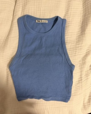 Blaue Zara Basic Top Gr. S, Bauchfrei