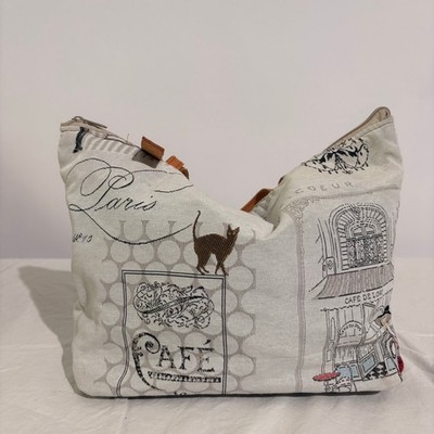 Parisian Cafe Cream Canvas Tote - Spacious & Chic