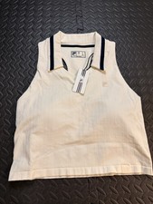New 110 Large FILA Challenger Polo Tank Bra LW43F005 Tennis Doubles Cream Navy