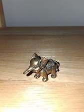 Vintage Metal Brass tone Elephant Baby Figurine Good Luck Miniature 1-2