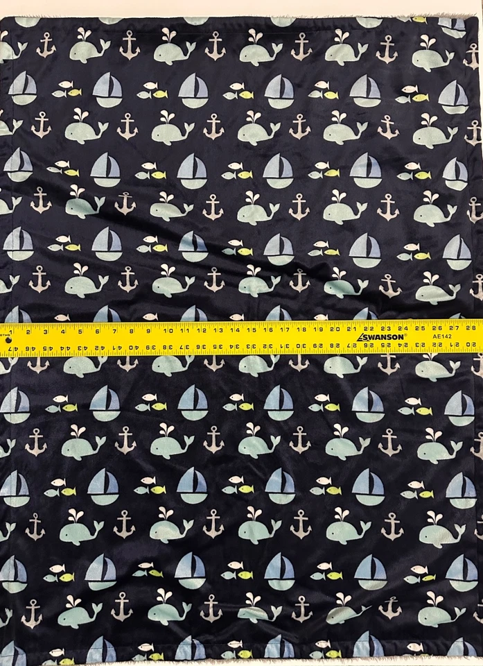 Luvable Friends Azul Cinza Baleia Náutica Peixe Âncora Barco Bebê Cobertor Sherpa - Imagem 4 de 4