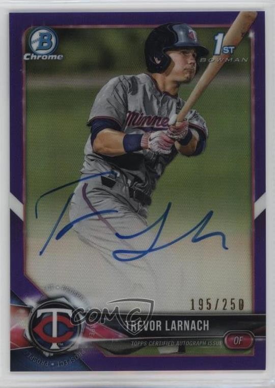 2018 Bowman Draft Chrome Pick Purple Refractor /250 Trevor Larnach Auto 4d3