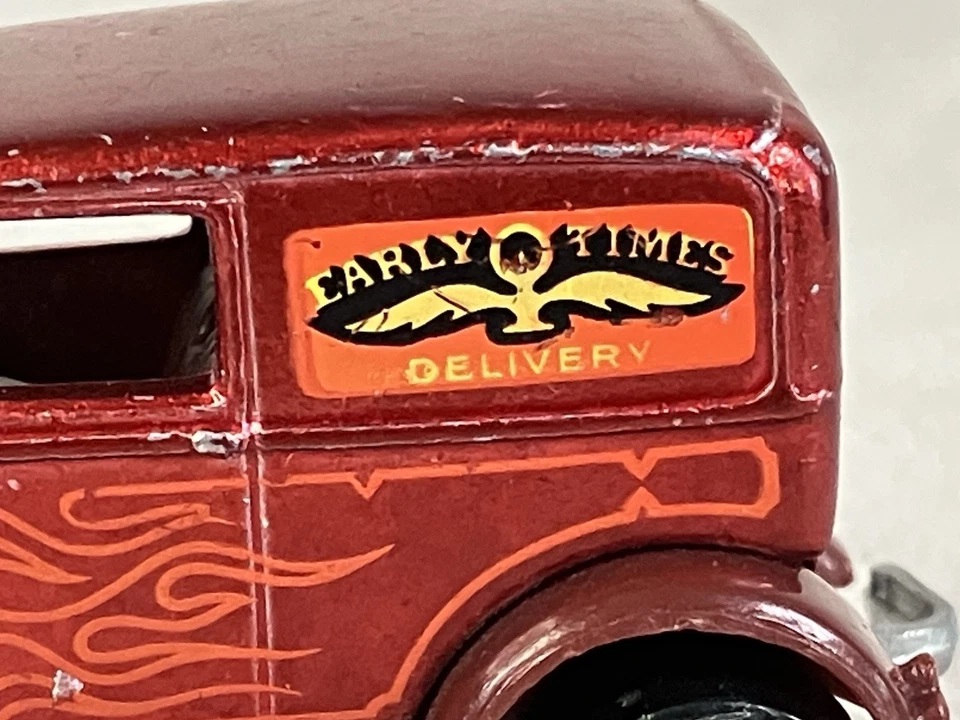 Camión de reparto vintage Hot Wheels Early Times 1977 Hong Kong rojo granate Foto 3 de 4