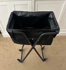 Foldable Tennis Ball Hopper Cart with Wheels, Portable Pickleball Black