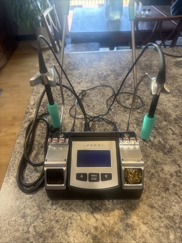 JBC NA-1B Nano Solder Rework Station (2) NT105 Hand Pieces 2 Tips 2 Tool Holders