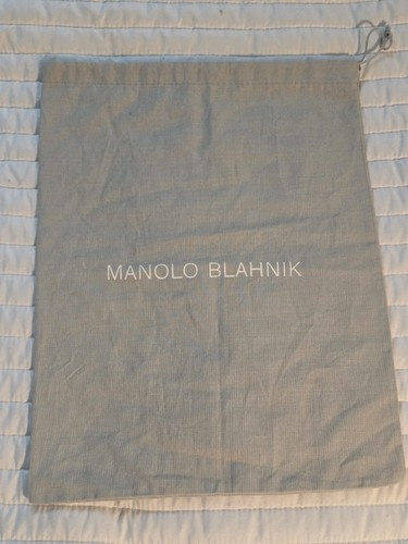 Authentic Manolo Blahnik Dust Bag Gray Drawstring 10.5"x13.5" Shoe Storage Pouch