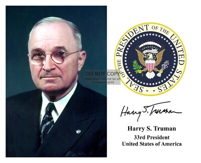 #ad PRESIDENT HARRY S. TRUMAN PRESIDENTIAL SEAL AUTOGRAPHED 8X10 PHOTO $9.96