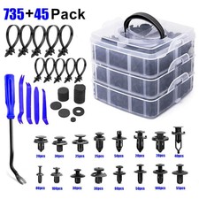 780 Pcs Black Universal Automotive Push Pin Fasteners Set Plastic Retainer Clips