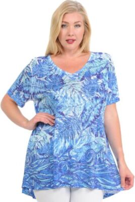 PLUS Blue Leaves Wave Soft n light One By One Print Sublimation V346 1X 2X 3X 4X