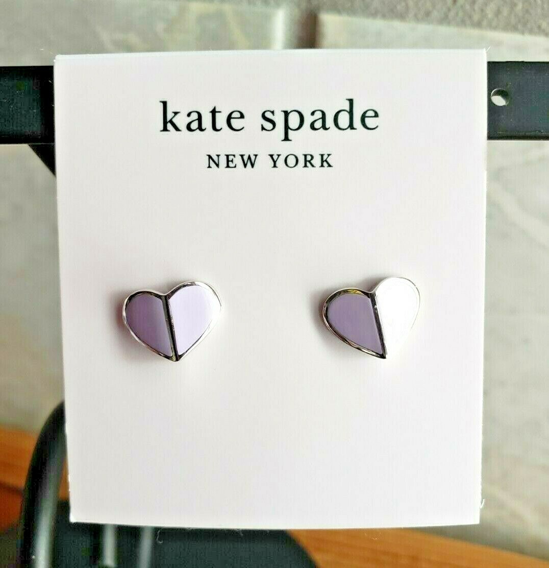 kate spade- heritage spade- small heart stud earrings- frozen lilac-  NWT-$48 A48