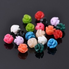 50pcs Mixed 6mm Flower Shape Artificial Coral Loose Beads For Jewelry Making