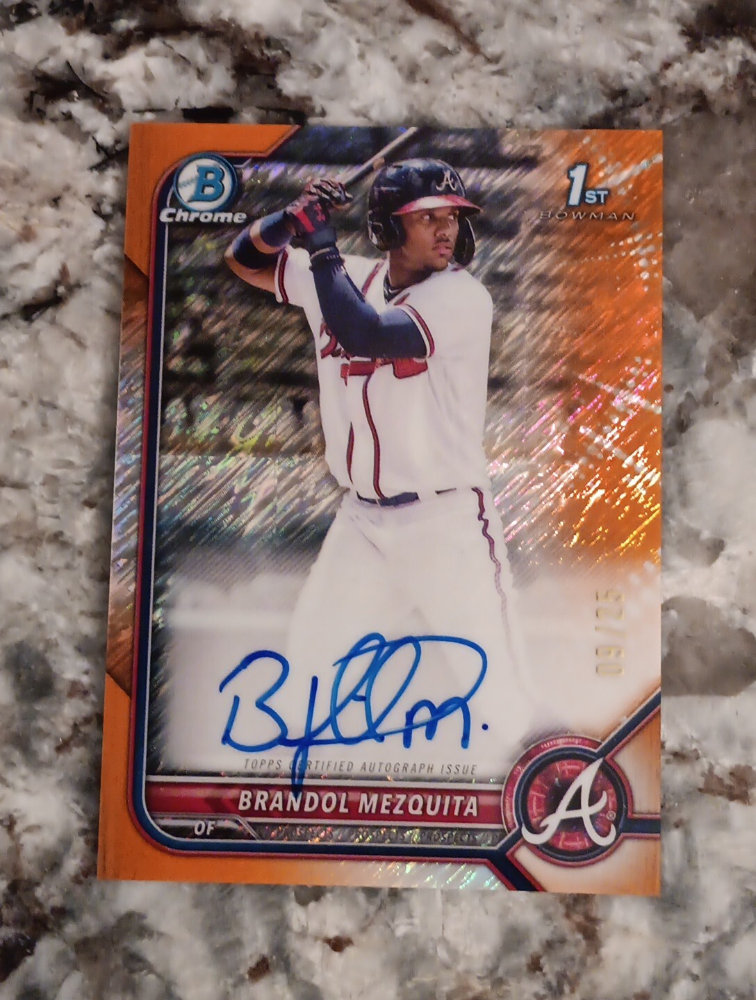 Brandol Mezquita 2022 1st Bowman Chrome Orange Refractor Auto #/25 BRAVES