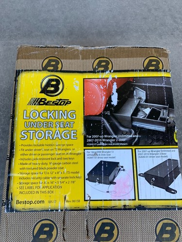 Black Driver Side Underseat Lock Box for Jeep Wrangler Unlimited Bestop 42640-01 - Picture 2 of 8